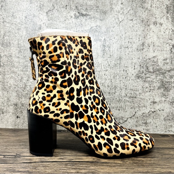 Dolce Vita leopard print Cyan fur heeled booties, animal print boots, size 9.5 - Picture 4 of 8